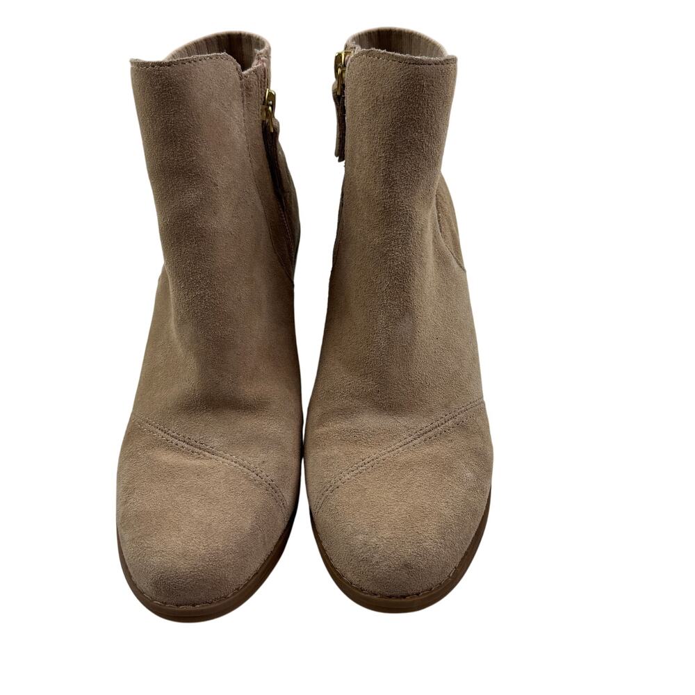TOMS Beige Neutral Classic Suede Side Zipper Wedge Booties Women's Size 8.5 - Picture 2 of 10